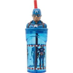 Stor Plastový kelímek Avengers / hrnek Avengers Captain America 3D s brčkem 360 ml