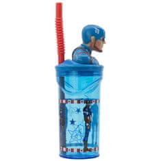 Stor Plastový kelímek Avengers / hrnek Avengers Captain America 3D s brčkem 360 ml