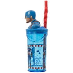 Stor Plastový kelímek Avengers / hrnek Avengers Captain America 3D s brčkem 360 ml