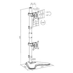 Držák monitoru Brateck LDT66-T02V dva kloubové úchyty nad sebou na tyčovém držáku samostatně stojící