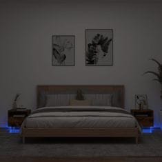 Vidaxl Noční stolky s LED osvětlením 2 ks kouřový dub 40 x 39 x 37 cm