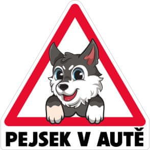 AUTOSAMOLEPKY.cz Samolepka Barevný pes v autě 003 15 cm