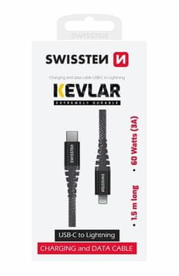 DATOVÝ KABEL KEVLAR USB / USB-C 1,5 M 71541010, šedá