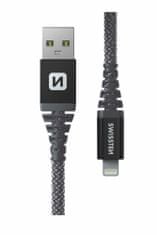 SWISSTEN DATOVÝ KABEL KEVLAR USB / LIGHTNING 1,5 M 71543010, šedý