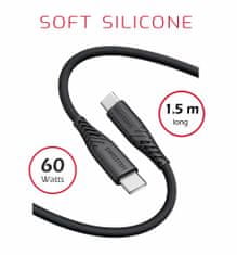 SWISSTEN DATOVÝ KABEL SOFT SILICONE USB-C / USB-C 1,5 M 60W 71532010, černý