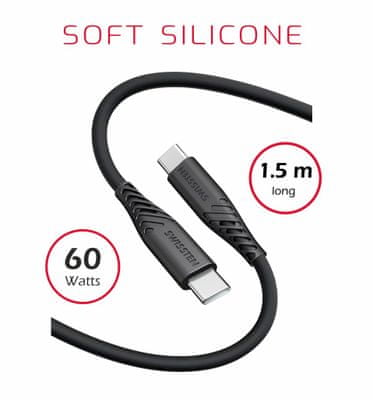 DATOVÝ KABEL SOFT SILICONE USB-C / USB-C 1,5 M 60W 71531010, černý