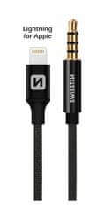 SWISSTEN AUDIO ADAPTÉR TEXTILE LIGHTNING (samec)/3,5 mm JACK(samec) 1,5 M 73501213 černý