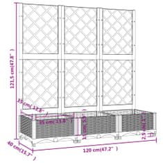 Vidaxl Zahradní truhlík s treláží světle šedý 120 x 40 x 121,5 cm PP