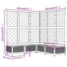 Vidaxl Zahradní truhlík s treláží tmavě šedý 120 x 120 x 121,5 cm PP