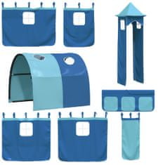 Petromila Dětská patrová postel s věží modrá 80 x 200 cm masiv borovice