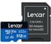 Lexar paměťová karta 512GB High-Performance 633x microSDXC UHS-I (čtení/zápis:100/70MB/s) C10 A2 V30 U + adaptér