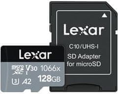 Lexar paměťová karta 128GB High-Performance 1066x microSDXC UHS-I, (čtení/zápis:160/120MB/s) C10 A2 V30 U3
