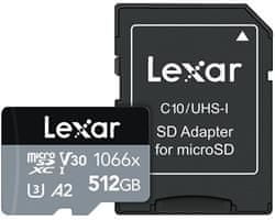 Lexar paměťová karta 512GB High-Performance 1066x microSDXC UHS-I, (čtení/zápis:160/120MB/s) C10 A2 V30 U3