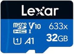 Lexar paměťová karta 32GB High-Performance 633x microSDHC UHS-I, (čtení/zápis:100/20MB/s) C10 A1 V10 U1