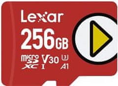 Lexar paměťová karta 256GB PLAY microSDXC UHS-I cards, čtení 150MB/s C10 A1 V30 U3