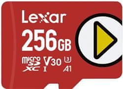 Lexar paměťová karta 256GB PLAY microSDXC UHS-I cards, čtení 150MB/s C10 A1 V30 U3