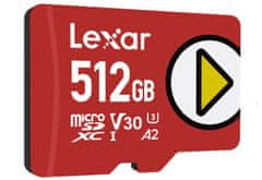 Lexar paměťová karta 512GB PLAY microSDXC UHS-I cards, čtení 150MB/s C10 A2 V30 U3