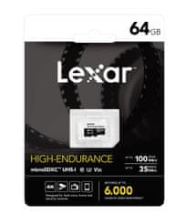 Lexar paměťová karta 64GB High-Endurance microSDHC/microSDXC UHS-I cards, (čtení/zápis:100/35MB/s) C10 A1 V30 U3