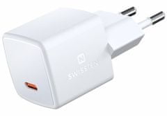 SWISSTEN Síťový Adaptér GaN USB-C 33W PD mini 3x3x3 cm Bilý