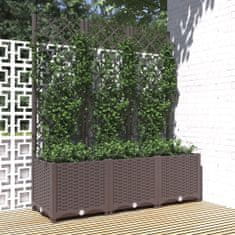 Vidaxl Zahradní truhlík s treláží hnědý 120 x 40 x 136 cm PP