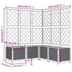 Vidaxl Zahradní truhlík s treláží světle šedý 120 x 120 x 136 cm PP