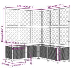 Vidaxl Zahradní truhlík s treláží modrá šedá 120 x 120 x 136 cm PP