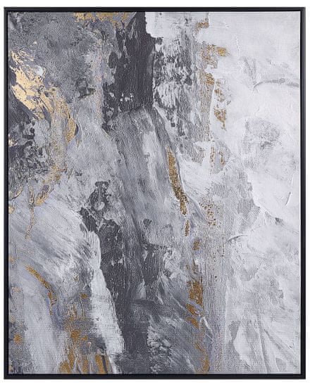 Beliani Zarámovaný obraz na plátně abstraktní motiv 83 x 103 cm šedý JESI
