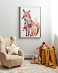 Beliani Zarámovaný obraz na plátně s motivem lišky 63 x 93 cm hnědý MUCCIA