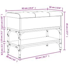 Vidaxl Lavice s botníkem šedá sonoma 62 x 32 x 45 cm kompozitní dřevo