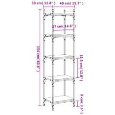 Greatstore Knihovna s 5 policemi kouřový dub 40x30x154 cm kompozitní dřevo