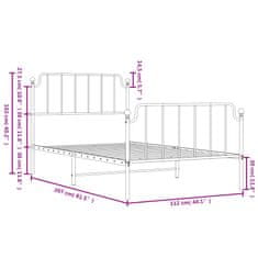 Vidaxl Kovový rám postele s hlavovým a nožním čelem bílý 107 x 203 cm