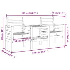 Vidaxl Zahradní lavice se stolkem 2místná medově hnědá masiv borovice