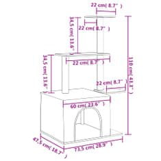 Vidaxl Škrabadlo pro kočky se sisalovými sloupky světle šedé 110 cm