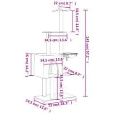 Vidaxl Škrabadlo pro kočky se sisalovými sloupky krémové 145 cm