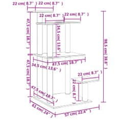 Vidaxl Škrabadlo pro kočky s plošinami světle šedé 98,5 cm