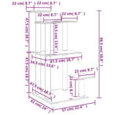 Vidaxl Škrabadlo pro kočky s plošinami tmavě šedé 98,5 cm