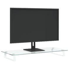 Vidaxl Stojan na monitor bílý 80 x 35 x 8 cm tvrzené sklo a kov