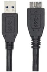 Nedis kabel USB 3.0/ zástrčka USB-A - zástrčka USB-Micro B/ černý/ bulk/ 50cm