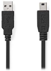 Nedis kabel USB 2.0/ zástrčka USB-A - zástrčka USB Mini-B 5 pinů/ černý/ bulk/ 1m