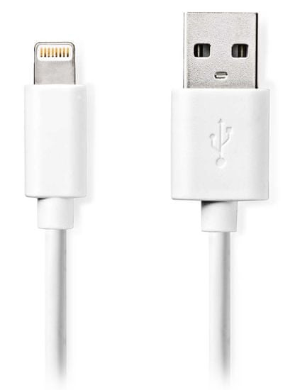 Nedis synchronizační a nabíjecí kabel/ Apple Lightning 8-pin zástrčka - USB A zástrčka/ bílý/ bulk/ 1m