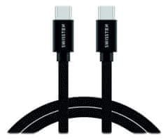 SWISSTEN datový kabel USB-C / USB-C s textilním opletem, 2,0 M Černý
