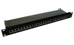 XtendLan Patch panel 19", 24 portů CAT6A, stíněný, celokovový kryt