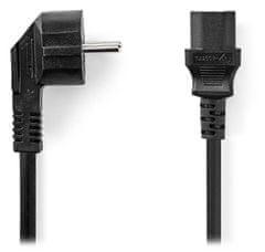 Nedis napájecí kabel 230V/ přípojný 10A/ konektor IEC-320-C13/ úhlová zástrčka Schuko/ černý/ bulk/ 3m