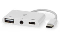 Nedis USB 2.0 multiport adaptér/ zástrčka USB-C/ zásuvka USB-A/ zásuvka USB-C/ zásuvka 3,5 mm/ 480 Mbps/ kulatý/ blistr