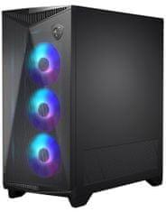 MSI skříň MPG GUNGNIR 300R AIRFLOW/ bez zdroje/ levé temperované sklo/ 4x 120 mm A-RGB fan/ 1x USB-C/ 2x USB3.2/ černá