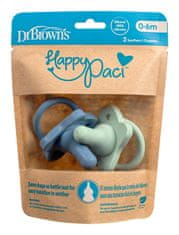 DR.BROWN'S Dudlík HappyPaci 0-6m 2ks, modrý/zelený (PS12008)