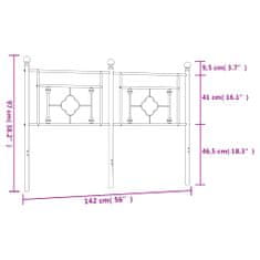 Greatstore Kovové čelo postele černé 135 cm