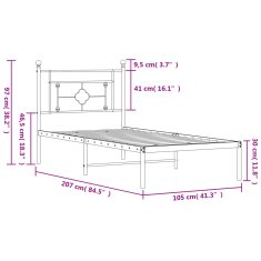 Vidaxl Kovový rám postele s čelem bílý 100 x 200 cm