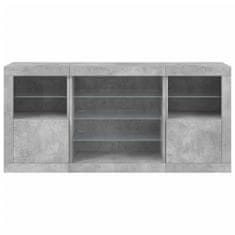 Greatstore Příborník s LED osvětlením betonově šedý 142,5 x 37 x 67 cm