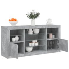 Greatstore Příborník s LED osvětlením betonově šedý 142,5 x 37 x 67 cm